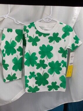 Carter's St Patrick's Day 4 Leaf Clover Shirt/Pants Pajamas Set {F0218}